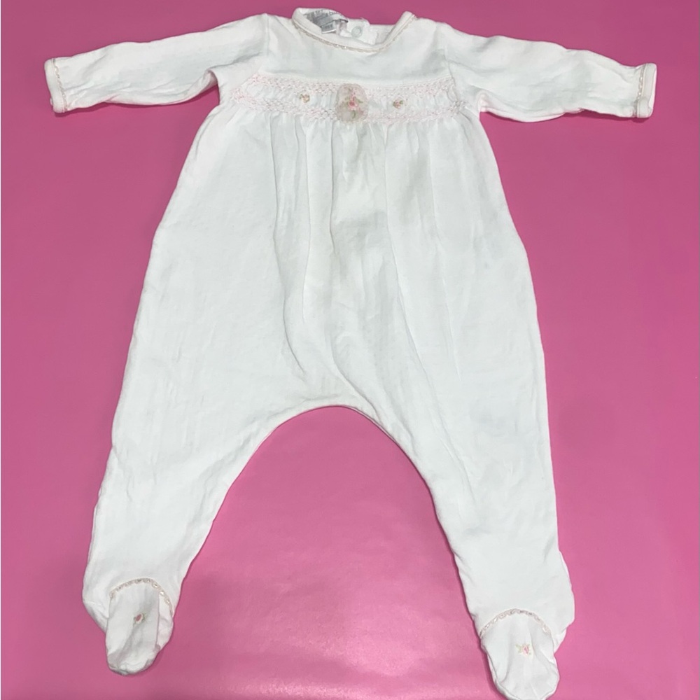 Elegant White and Pink Kids Footie